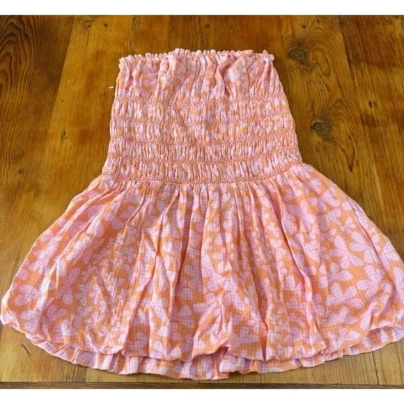 Free People Annalise Mini Dress-Shell Coral Combo- New W/O Tags. Never Worn. - Picture 2 of 6